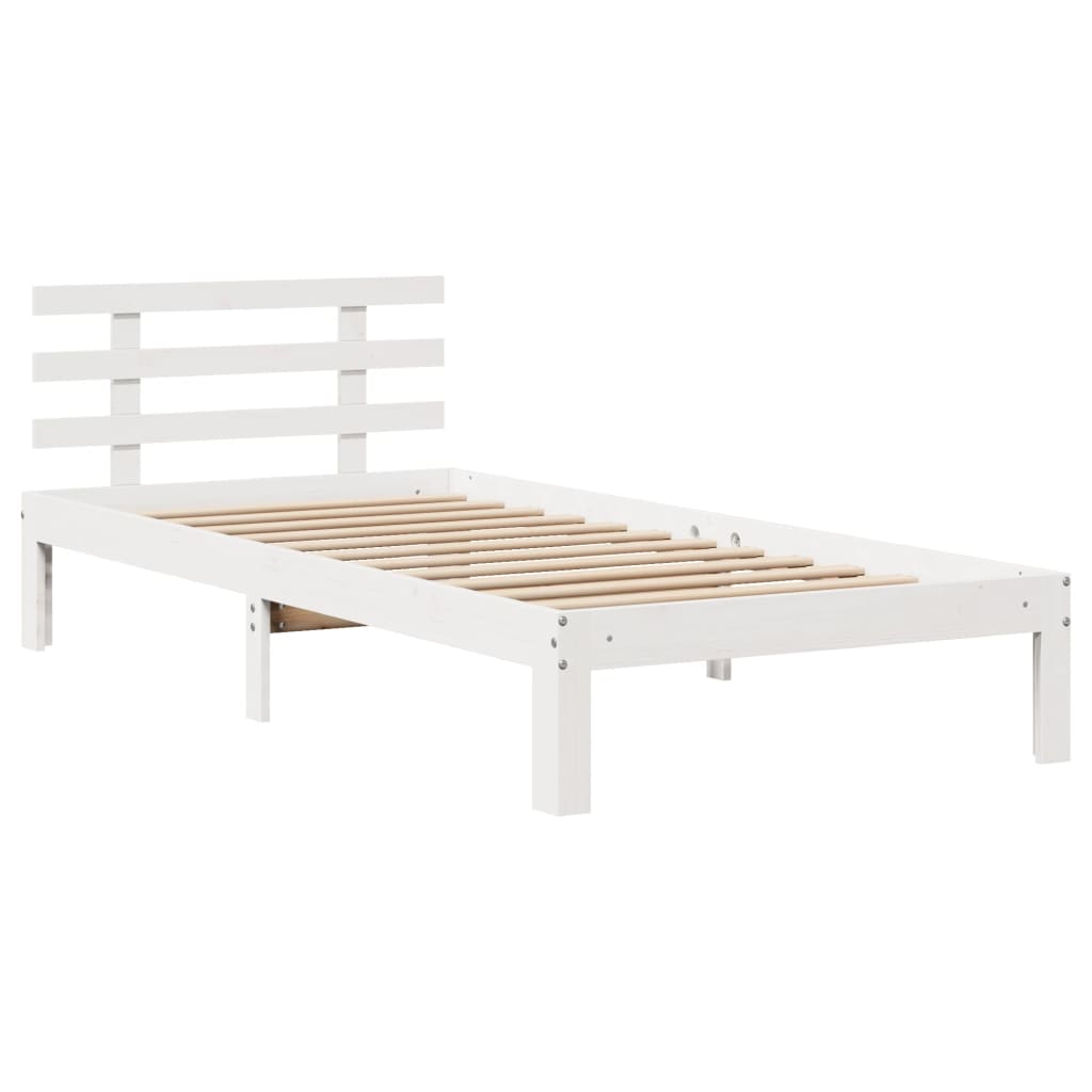 Cadre de lit avec tête de lit sans matelas blanc 90x190 cm - XIOS