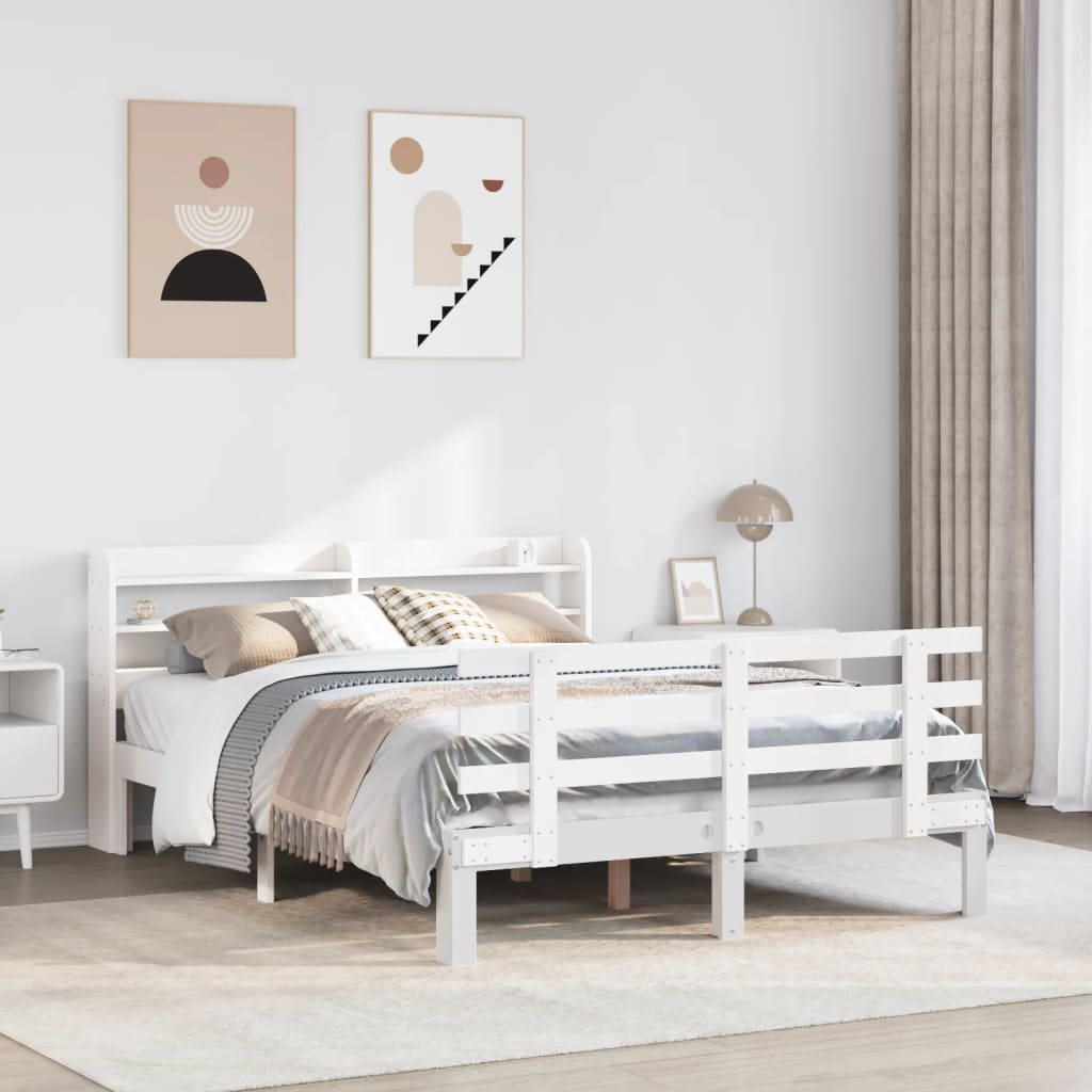 Cadre de lit avec tête de lit sans matelas blanc 140x200 cm - XIOS