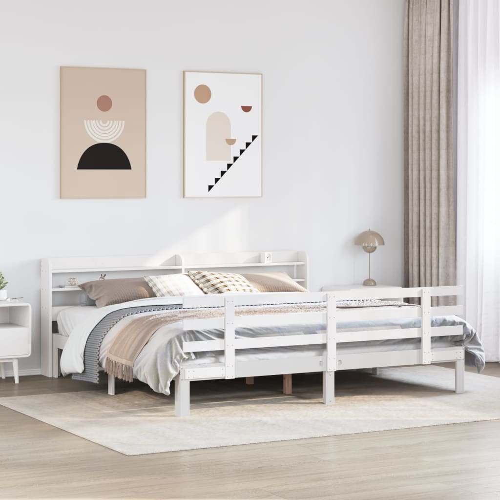 Cadre de lit avec tête de lit sans matelas blanc 180x200 cm - XIOS