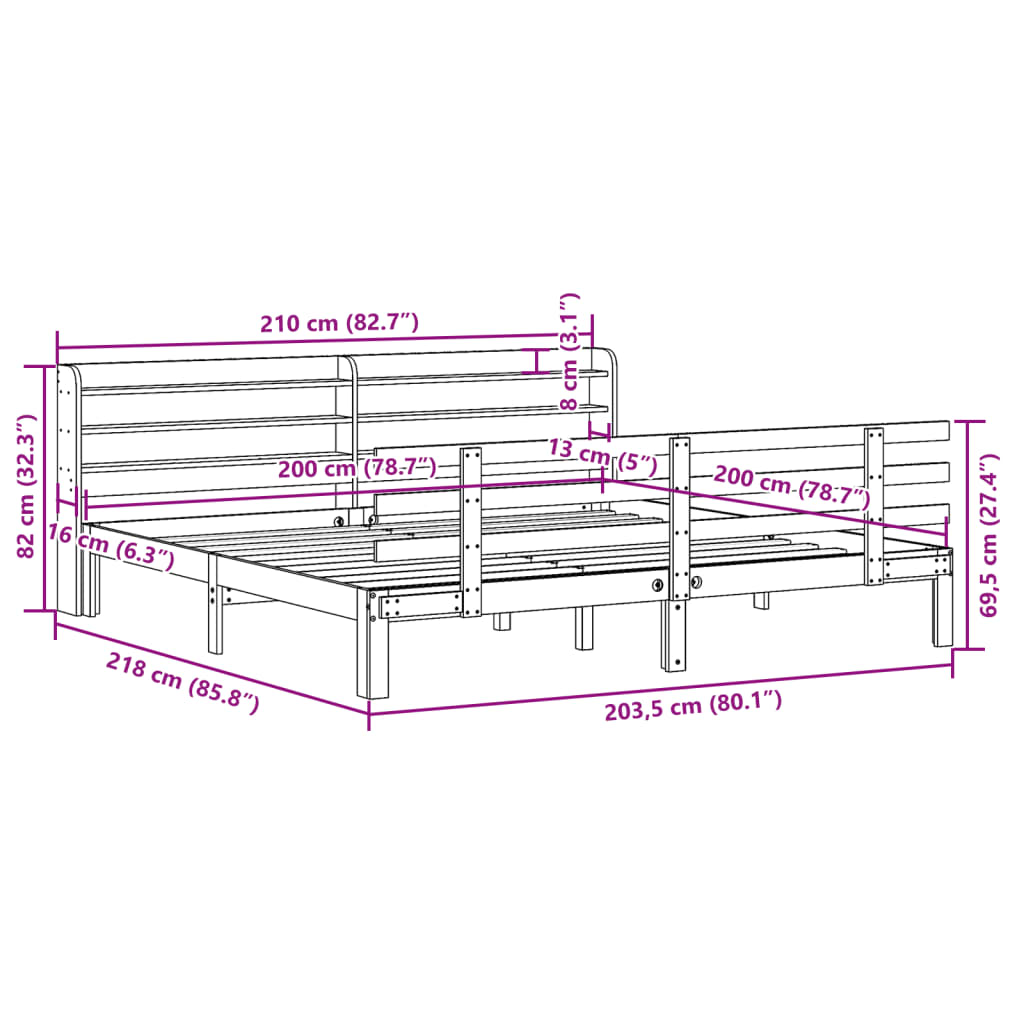 Cadre de lit avec tête de lit sans matelas 200x200 cm - XIOS