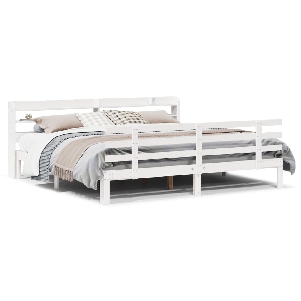 Cadre de lit avec tête de lit sans matelas blanc 200x200 cm - XIOS