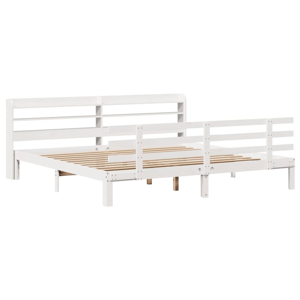 Cadre de lit avec tête de lit sans matelas blanc 200x200 cm - XIOS