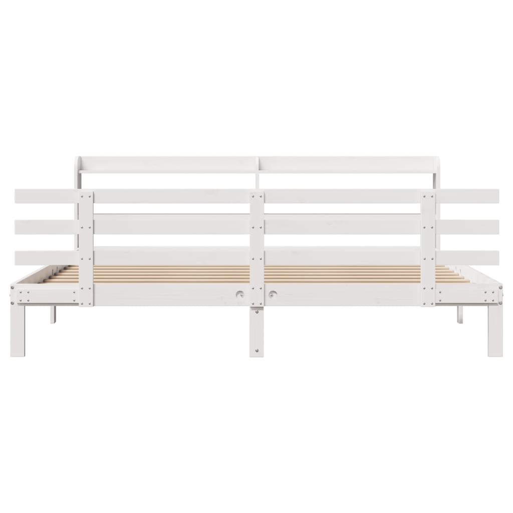 Cadre de lit avec tête de lit sans matelas blanc 200x200 cm - XIOS