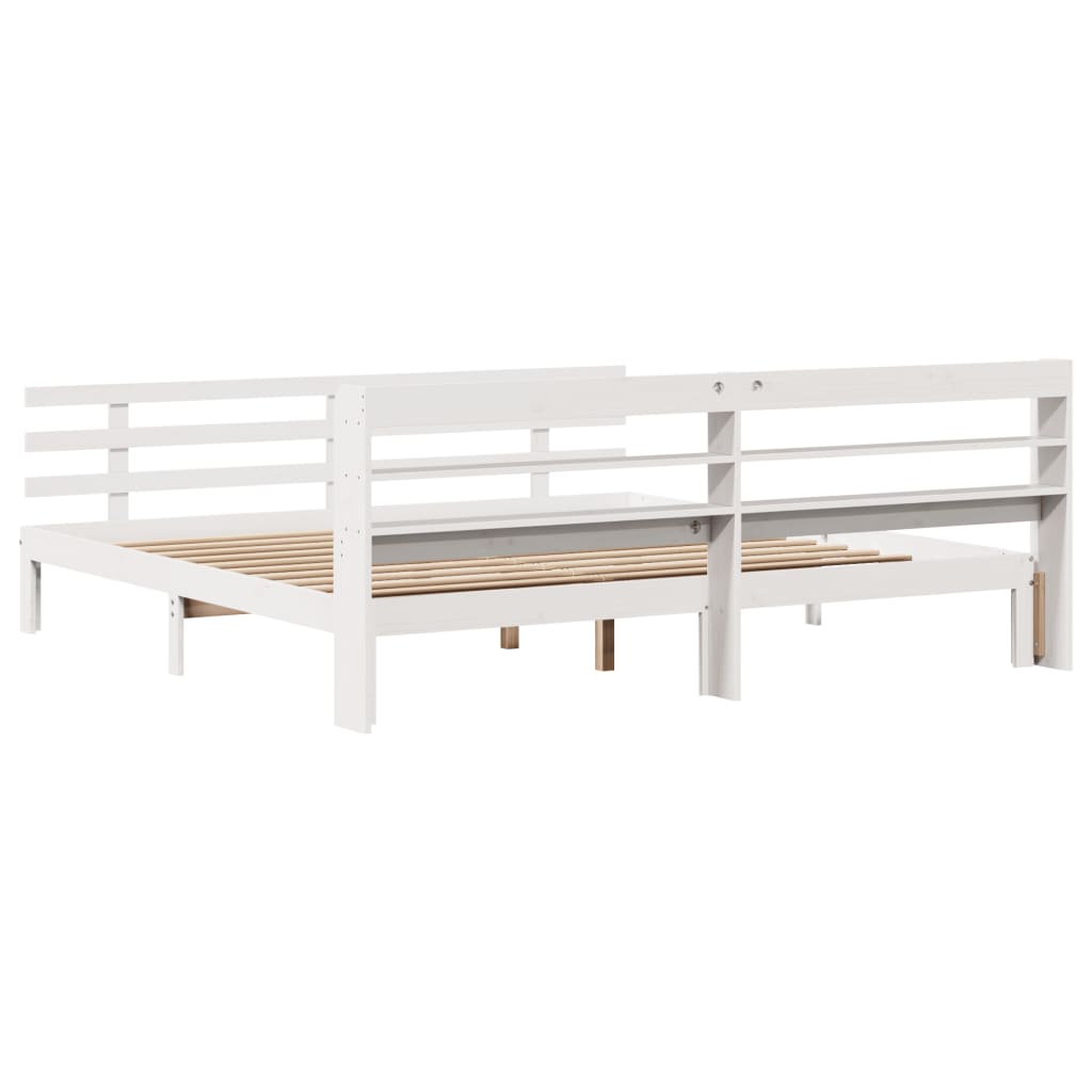 Cadre de lit avec tête de lit sans matelas blanc 200x200 cm - XIOS