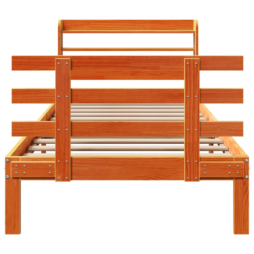 Cadre de lit avec tête de lit sans matelas cire marron 75x190cm - XIOS