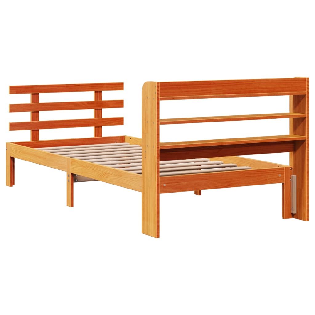 Cadre de lit et tête de lit sans matelas cire marron 100x200 cm - XIOS