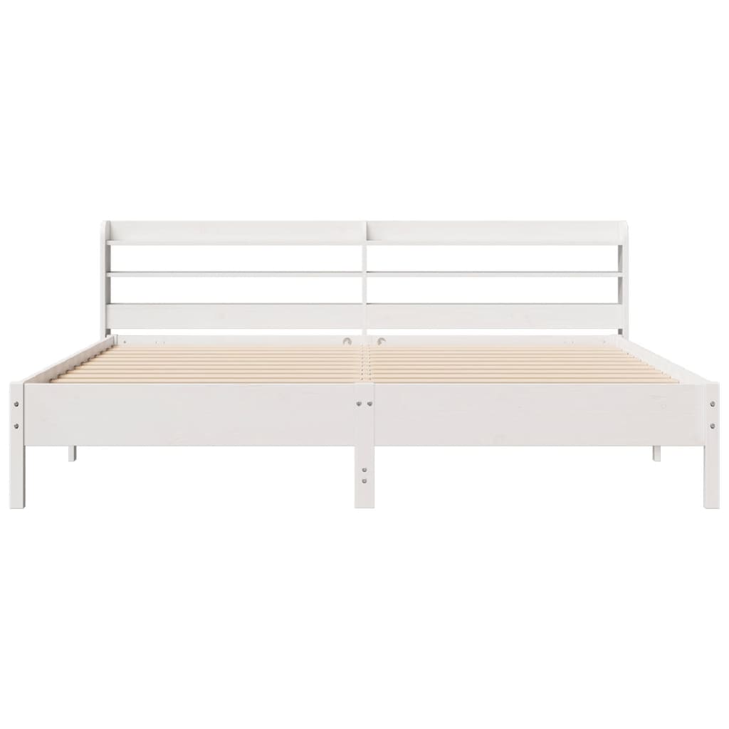 Cadre de lit sans matelas blanc 200x200 cm bois massif de pin - XIOS