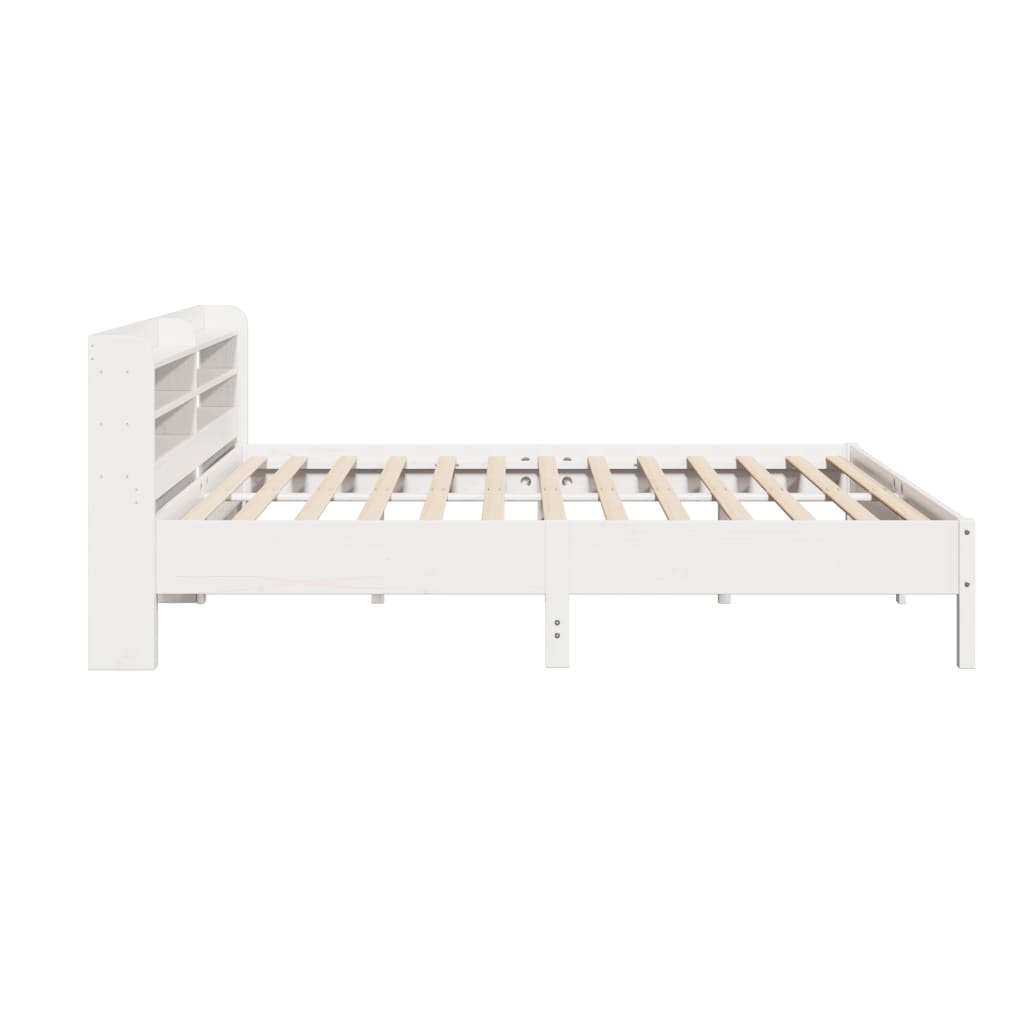 Cadre de lit sans matelas blanc 200x200 cm bois massif de pin - XIOS