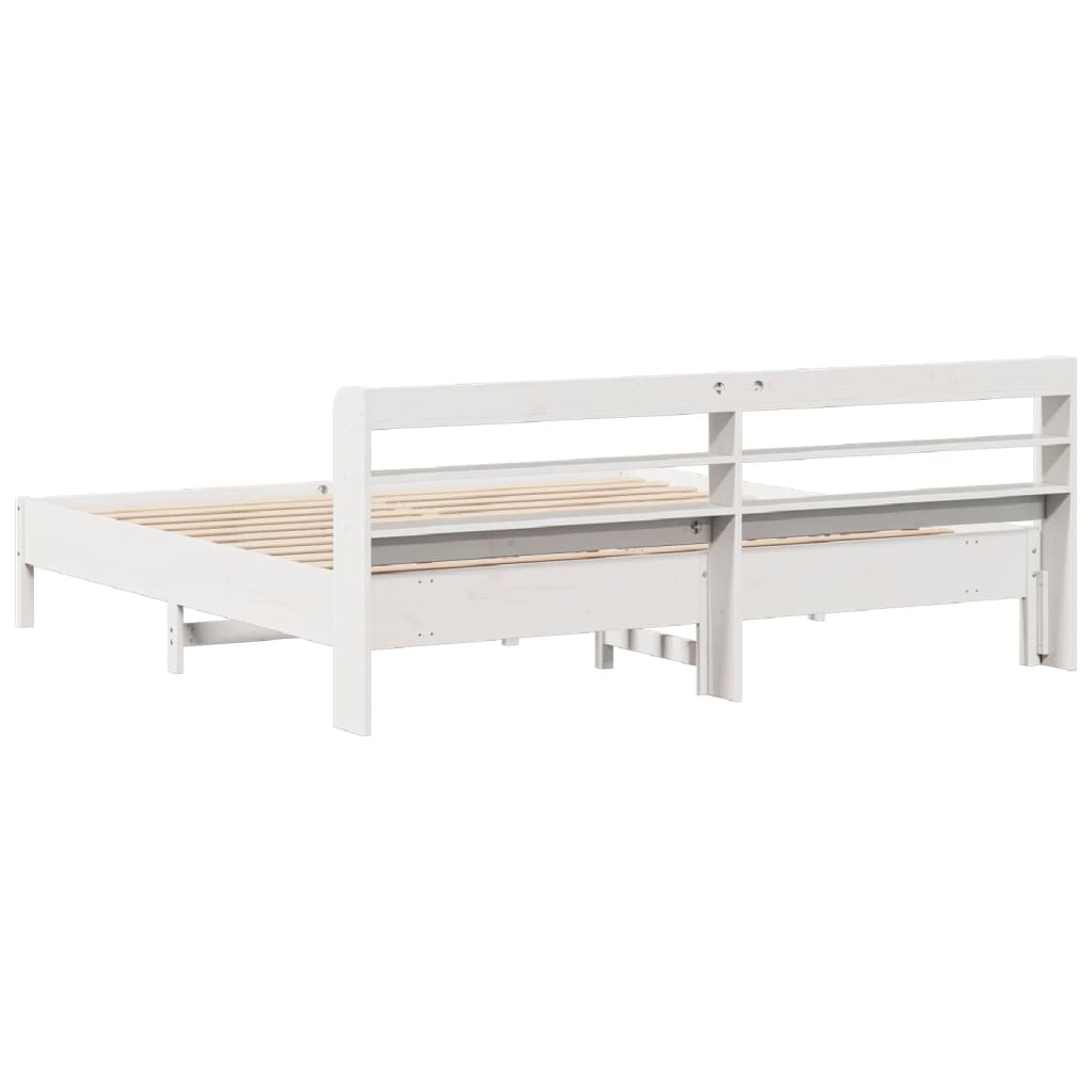 Cadre de lit sans matelas blanc 200x200 cm bois massif de pin - XIOS
