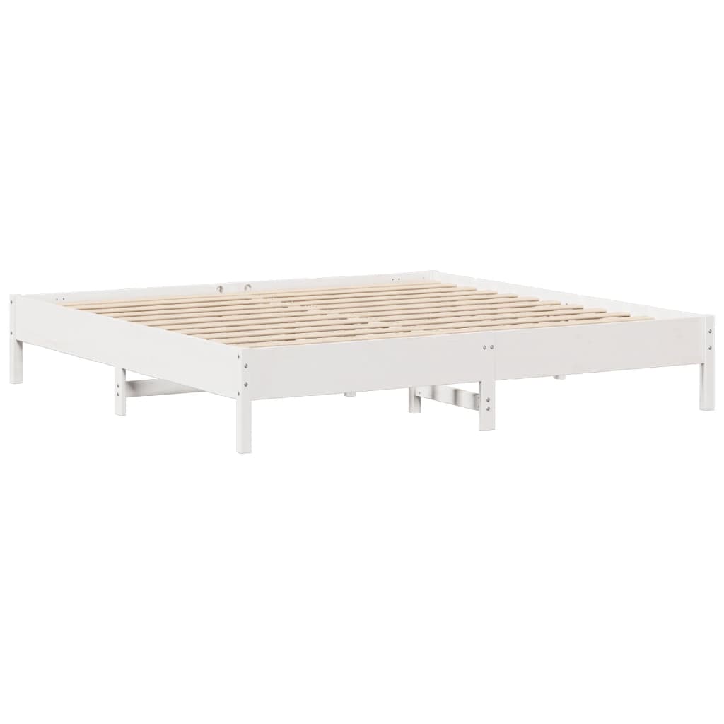 Cadre de lit sans matelas blanc 200x200 cm bois massif de pin - XIOS