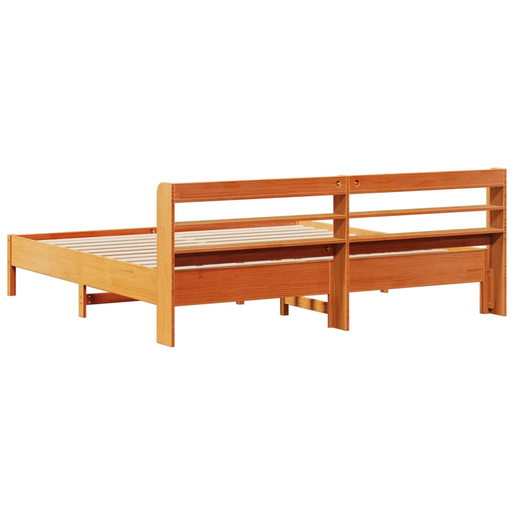 Cadre de lit sans matelas cire marron 200x200cm bois pin massif - XIOS