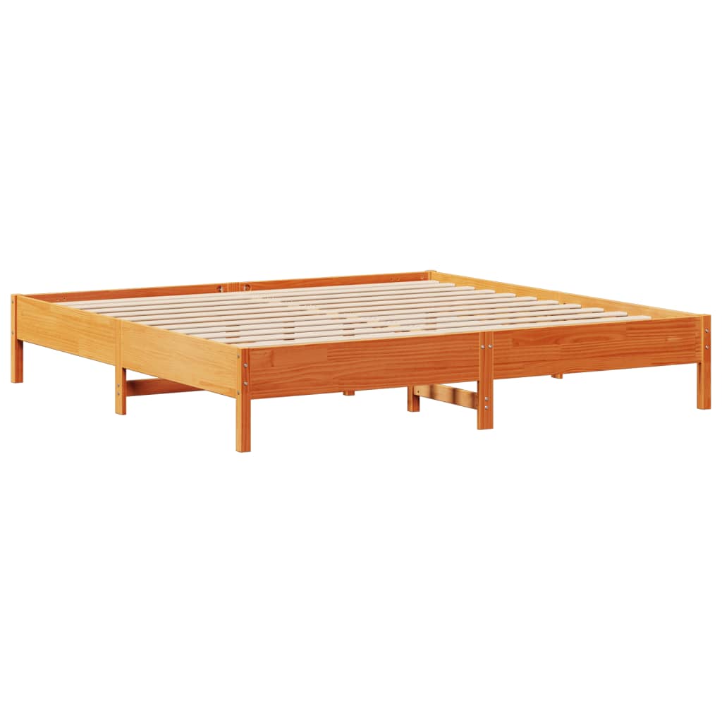 Cadre de lit sans matelas cire marron 200x200cm bois pin massif - XIOS