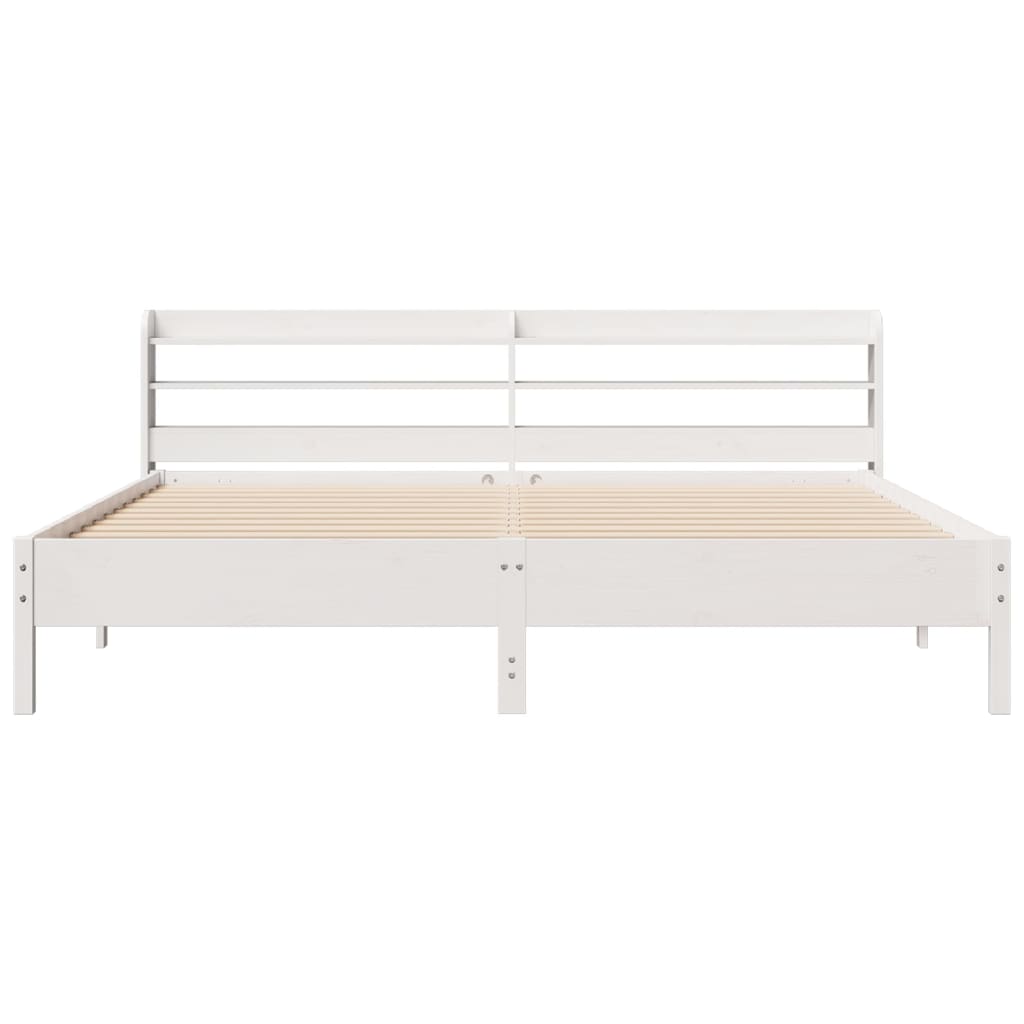 Cadre de lit sans matelas blanc 180x200 cm bois massif de pin - XIOS
