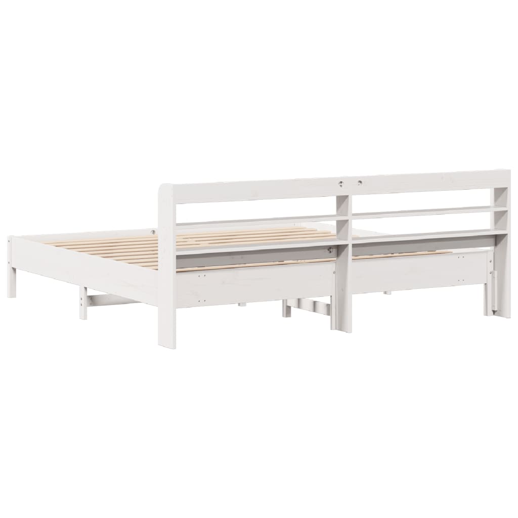 Cadre de lit sans matelas blanc 180x200 cm bois massif de pin - XIOS