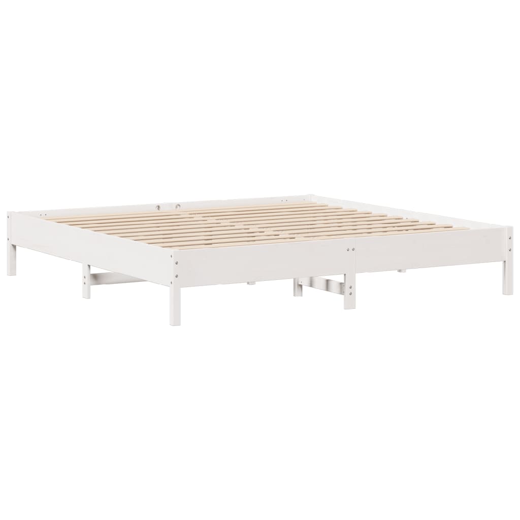Cadre de lit sans matelas blanc 180x200 cm bois massif de pin - XIOS
