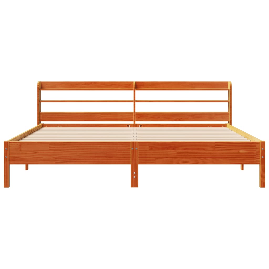 Cadre de lit sans matelas cire marron 180x200cm bois pin massif - XIOS