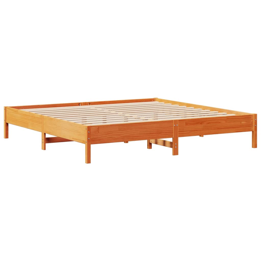 Cadre de lit sans matelas cire marron 180x200cm bois pin massif - XIOS