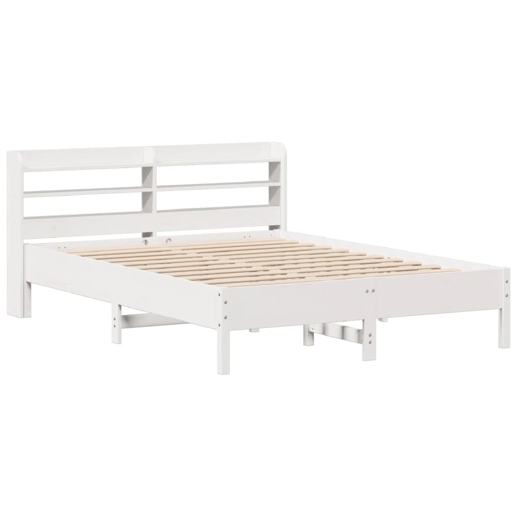 Cadre de lit sans matelas blanc 160x200 cm bois de pin massif - XIOS