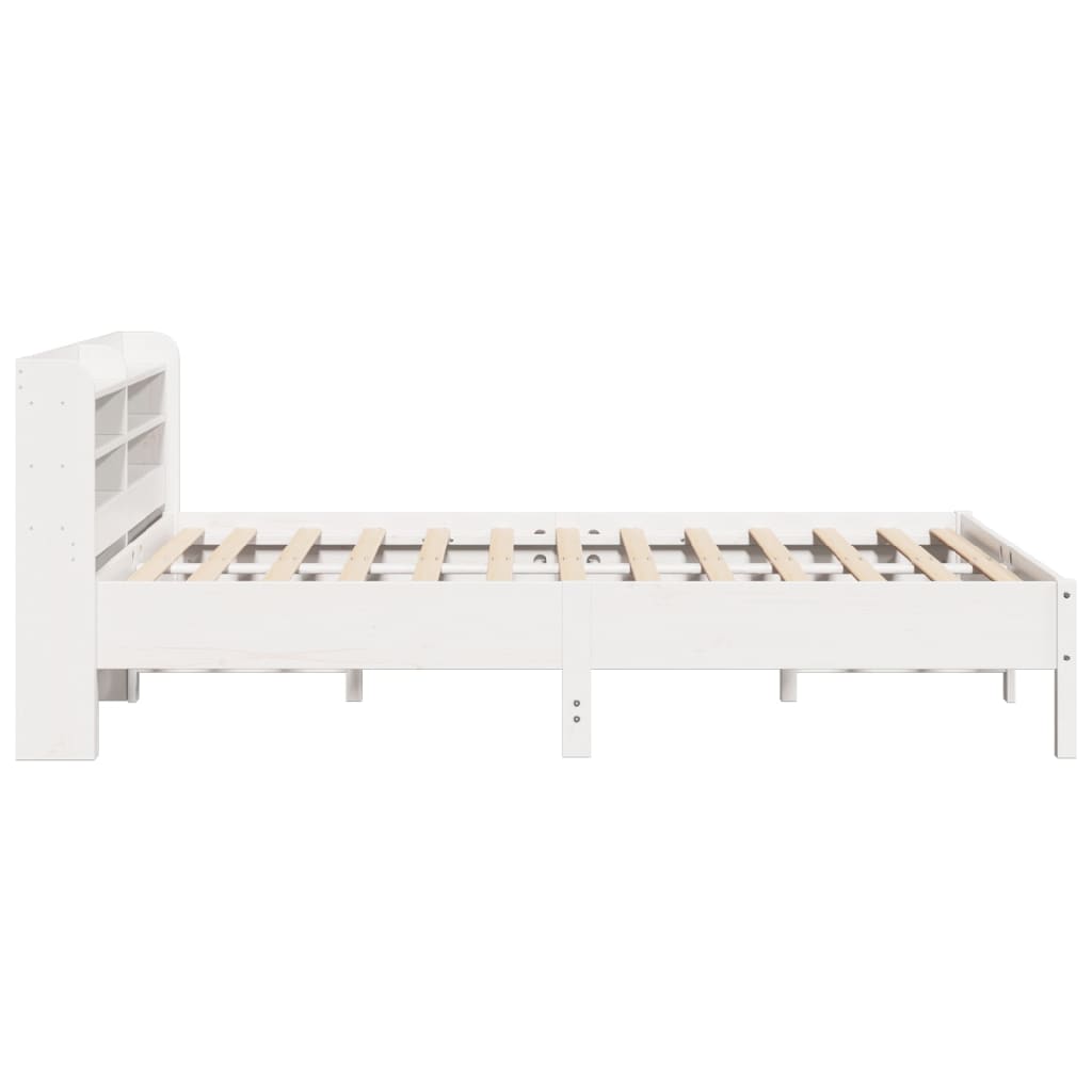 Cadre de lit sans matelas blanc 160x200 cm bois de pin massif - XIOS