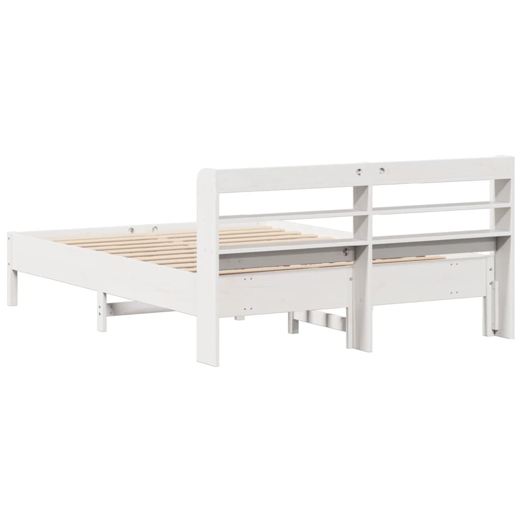 Cadre de lit sans matelas blanc 160x200 cm bois de pin massif - XIOS