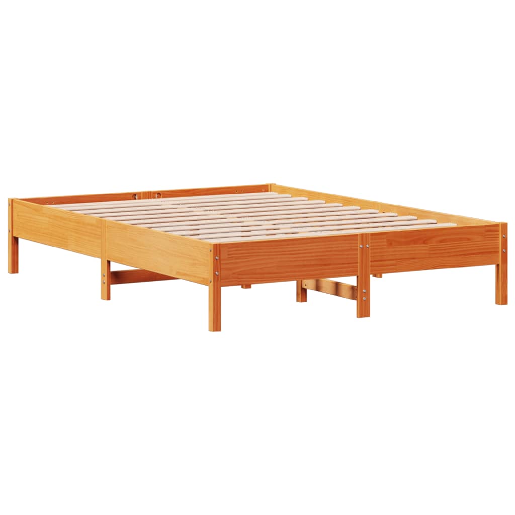 Cadre de lit sans matelas cire marron 160x200cm bois pin massif - XIOS