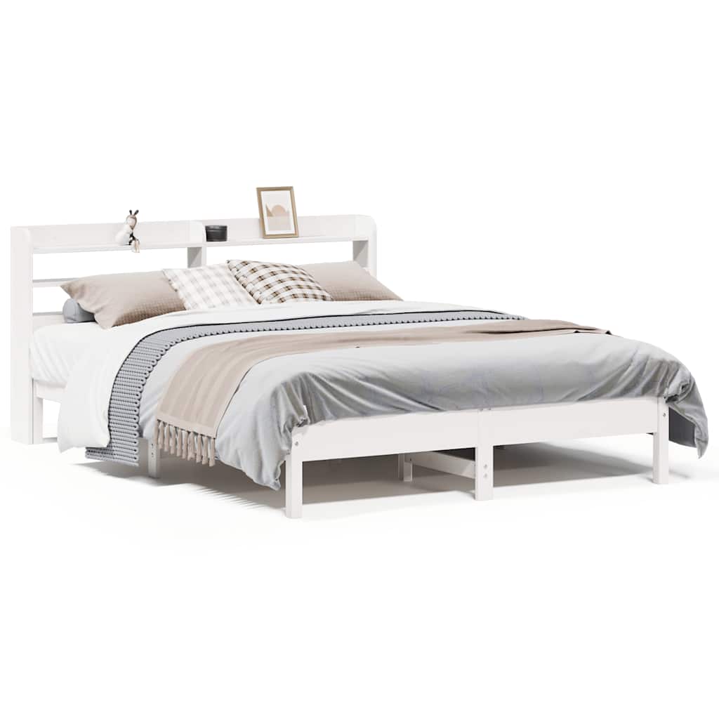 Cadre de lit sans matelas blanc 140x200 cm bois de pin massif - XIOS