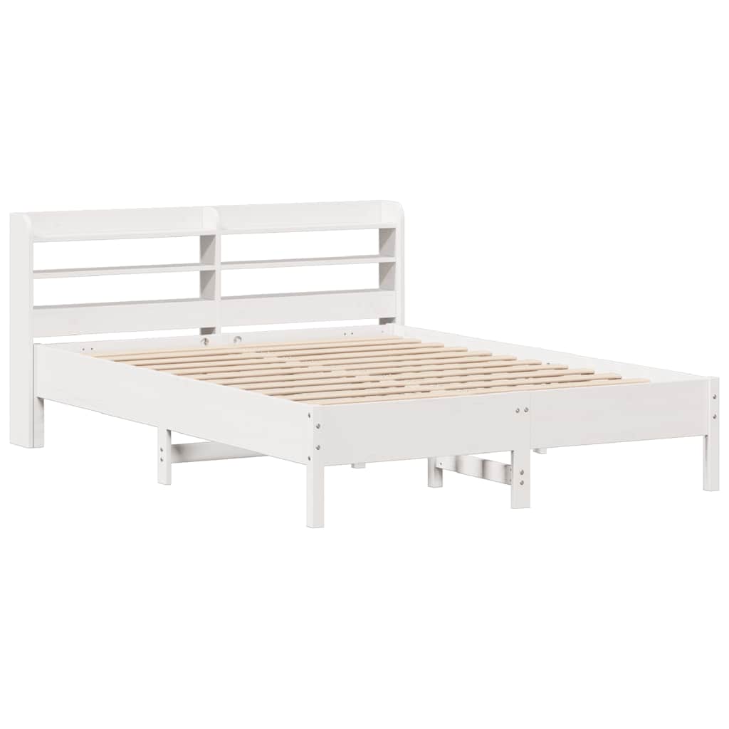 Cadre de lit sans matelas blanc 140x200 cm bois de pin massif - XIOS