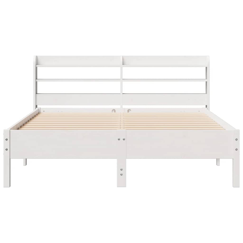 Cadre de lit sans matelas blanc 140x200 cm bois de pin massif - XIOS