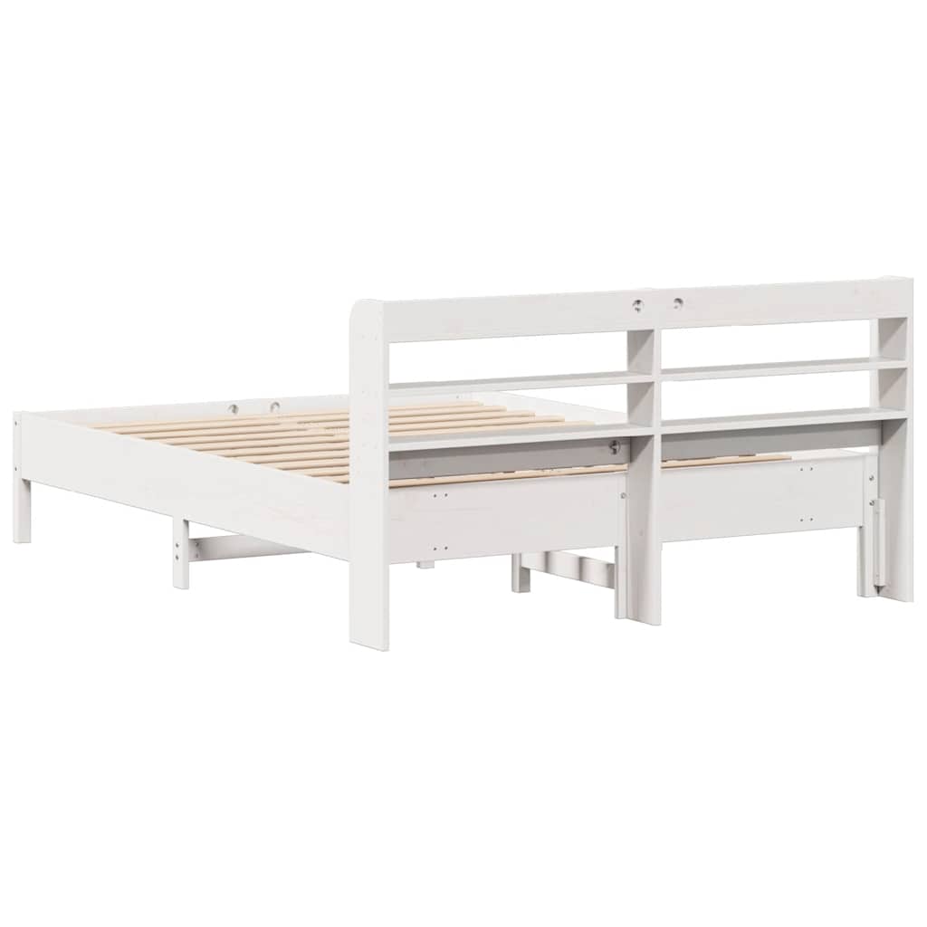 Cadre de lit sans matelas blanc 140x200 cm bois de pin massif - XIOS