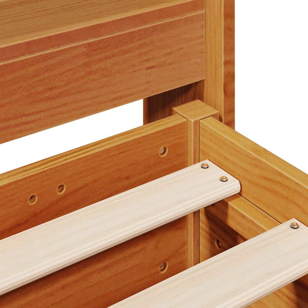 Cadre de lit sans matelas cire marron 140x200cm bois pin massif - XIOS