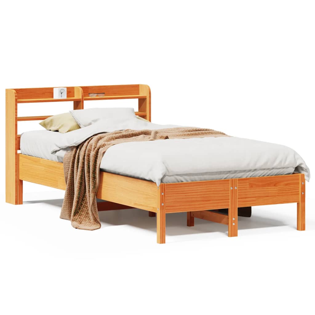 Cadre de lit sans matelas cire marron 120x200cm bois pin massif - XIOS