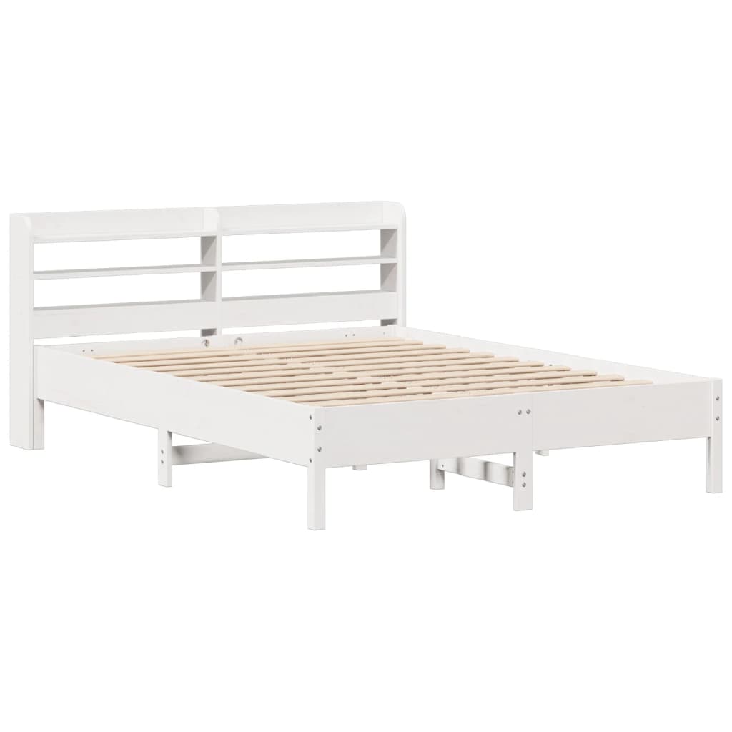 Cadre de lit sans matelas blanc 140x190 cm bois de pin massif - XIOS