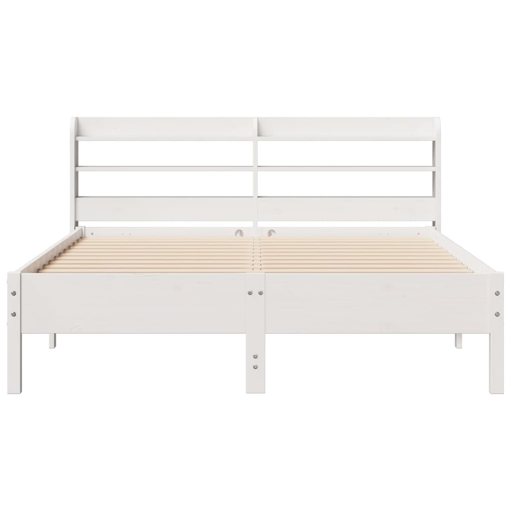 Cadre de lit sans matelas blanc 140x190 cm bois de pin massif - XIOS