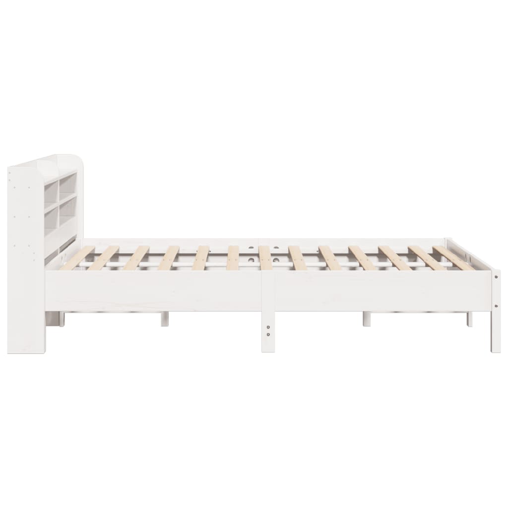 Cadre de lit sans matelas blanc 140x190 cm bois de pin massif - XIOS