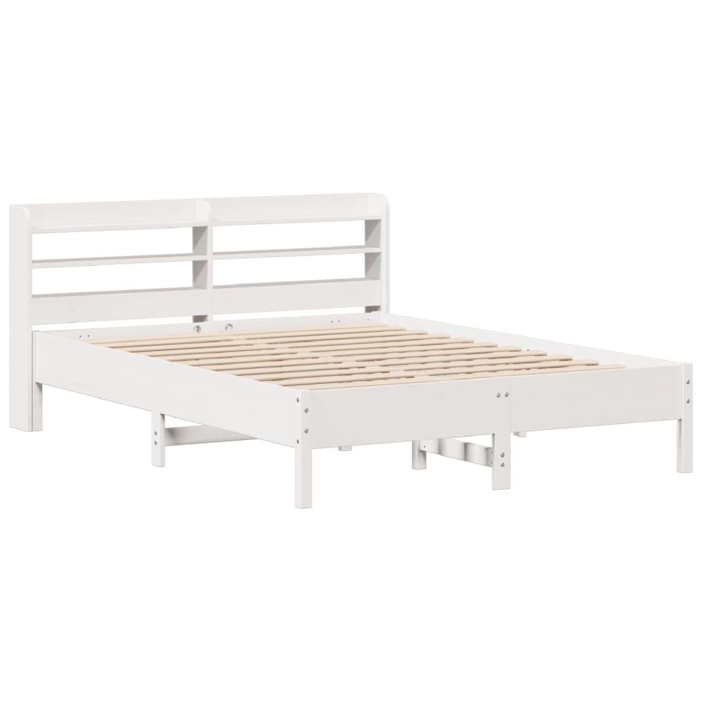 Cadre de lit sans matelas blanc 135x190 cm bois de pin massif - XIOS