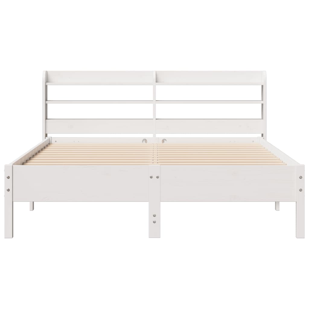 Cadre de lit sans matelas blanc 135x190 cm bois de pin massif - XIOS