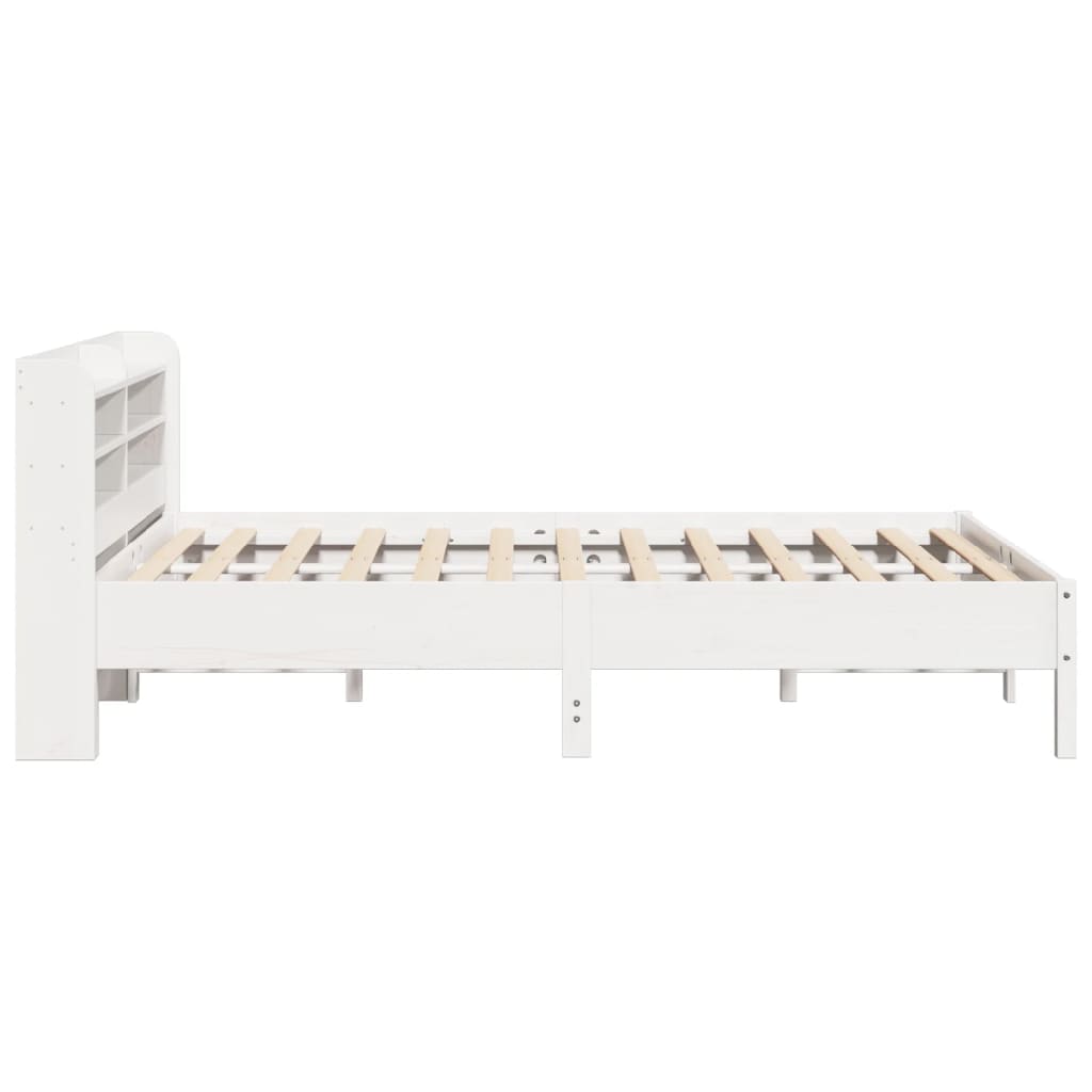 Cadre de lit sans matelas blanc 135x190 cm bois de pin massif - XIOS