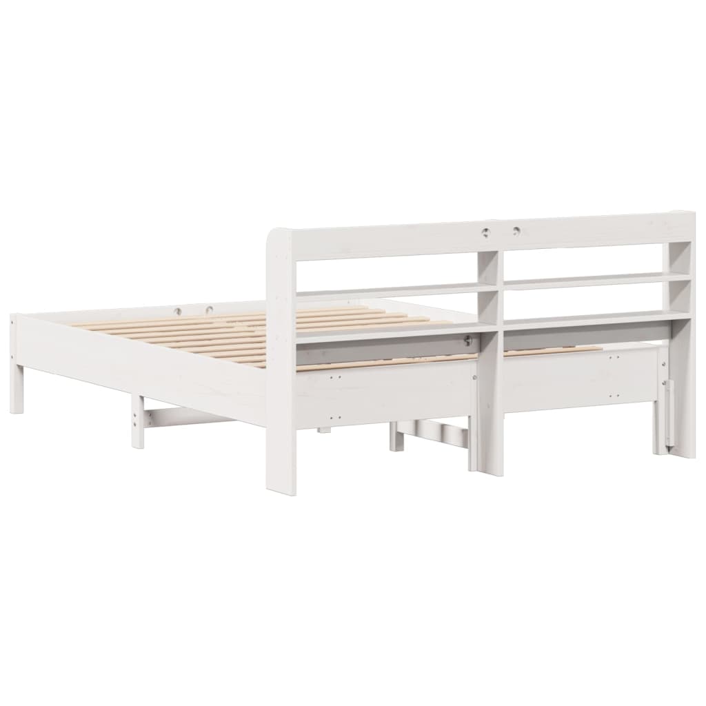 Cadre de lit sans matelas blanc 135x190 cm bois de pin massif - XIOS