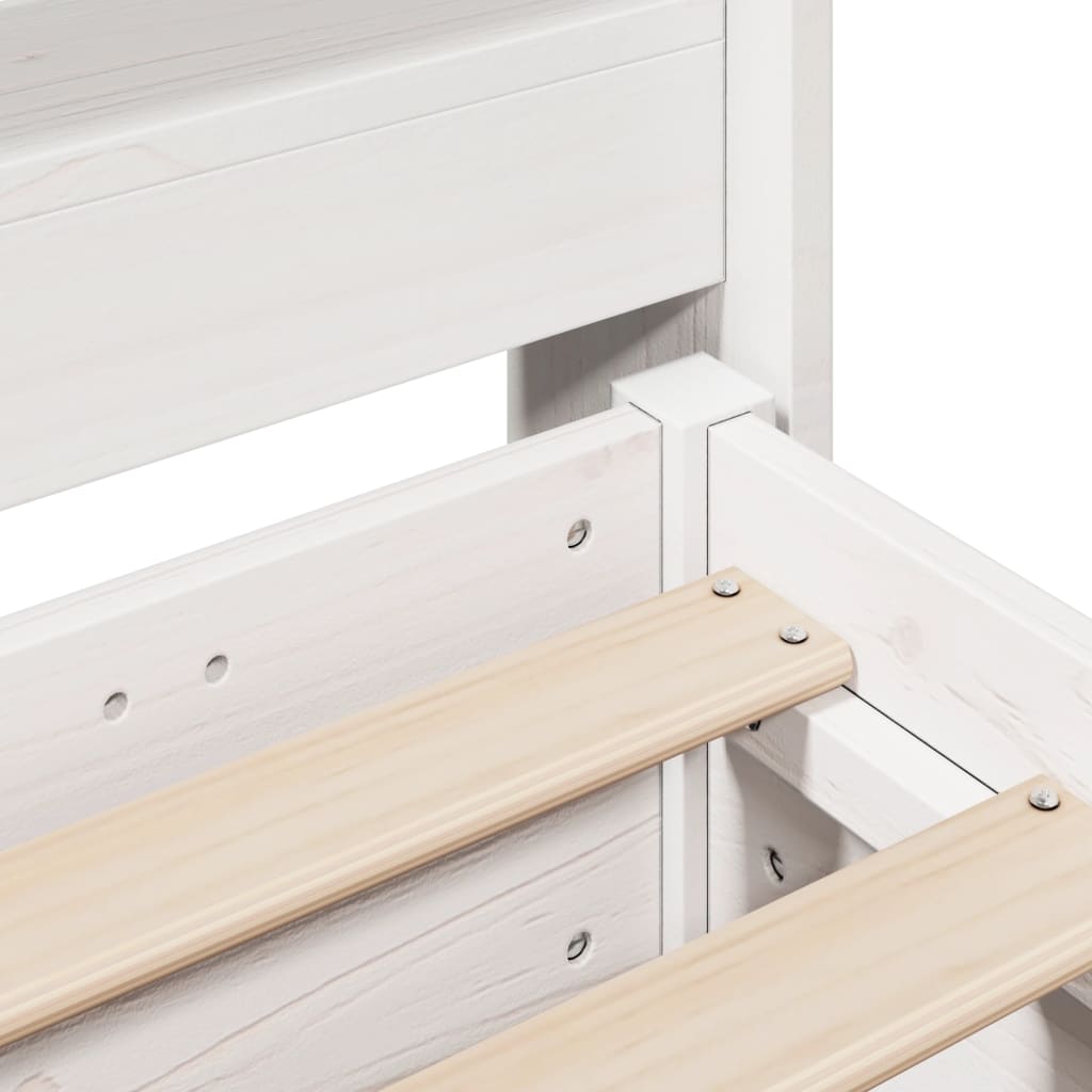 Cadre de lit sans matelas blanc 135x190 cm bois de pin massif - XIOS