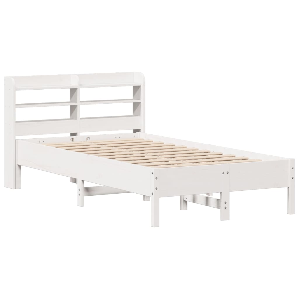 Cadre de lit sans matelas blanc 120x190 cm bois de pin massif - XIOS