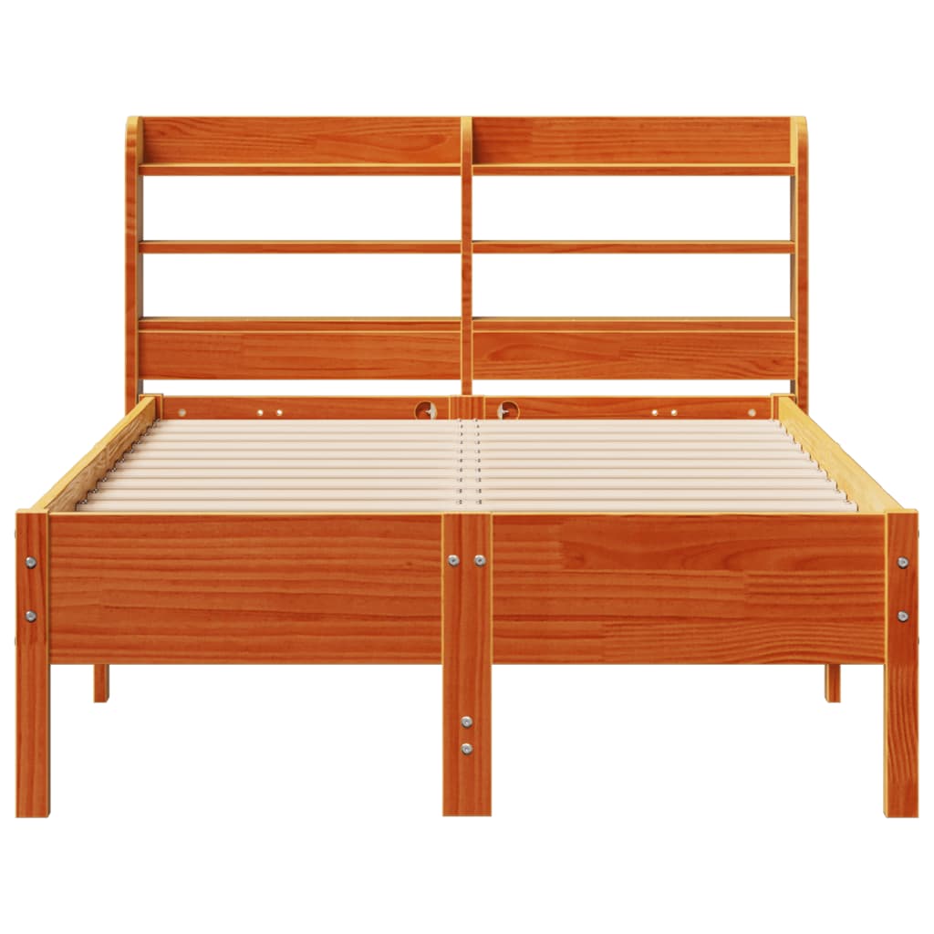 Cadre de lit sans matelas cire marron 120x190cm bois pin massif - XIOS