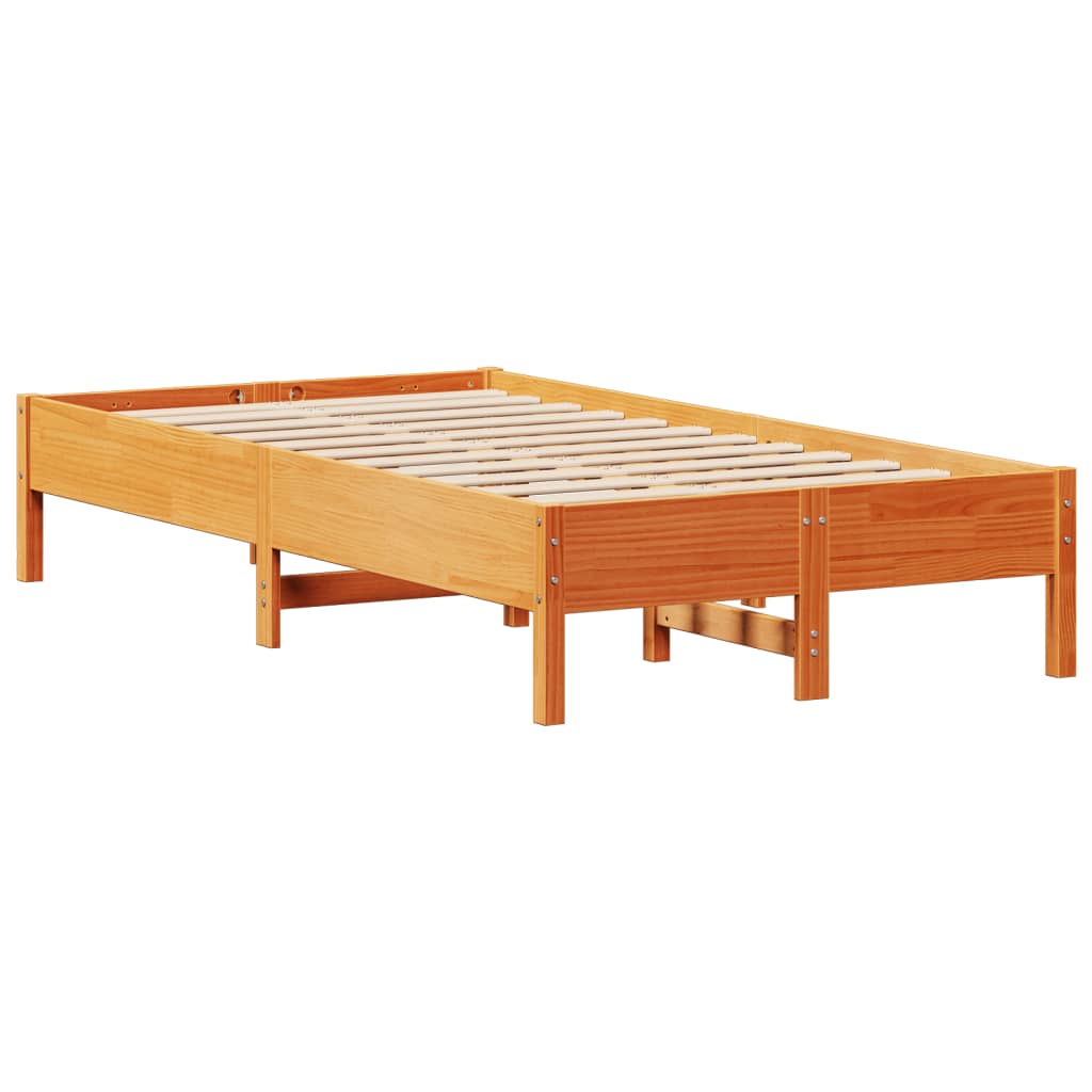 Cadre de lit sans matelas cire marron 120x190cm bois pin massif - XIOS