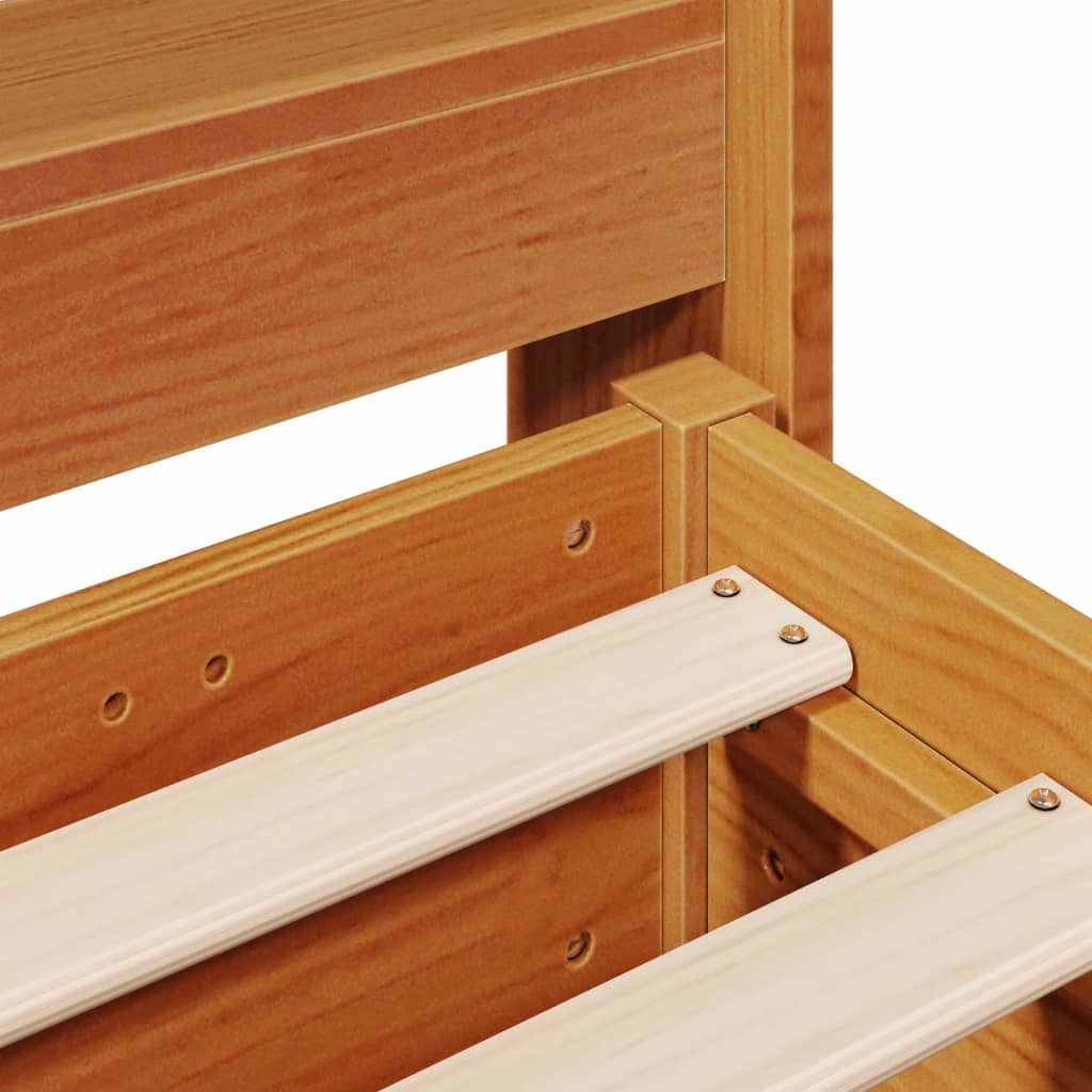 Cadre de lit sans matelas cire marron 120x190cm bois pin massif - XIOS