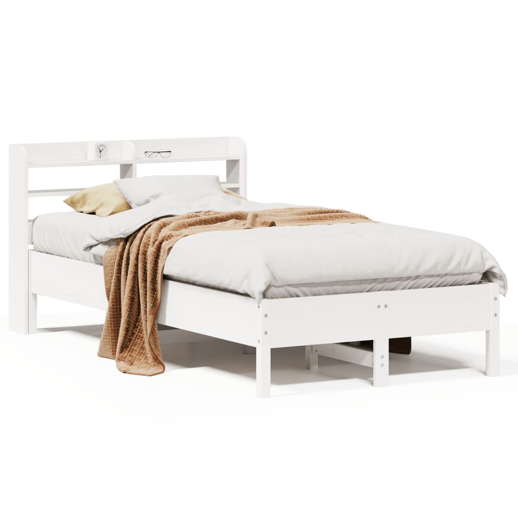 Cadre de lit sans matelas blanc 75x190 cm bois de pin massif - XIOS