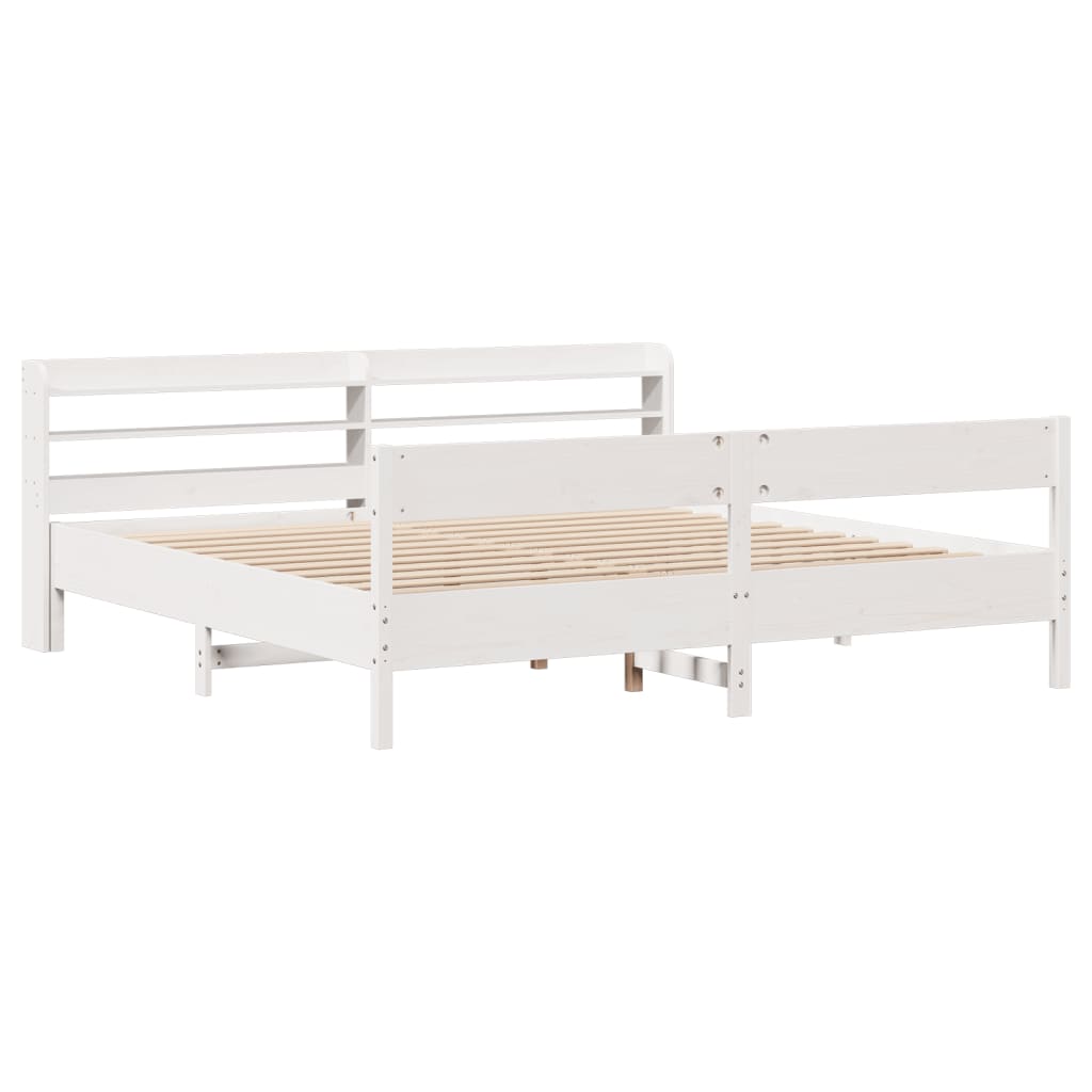 Cadre de lit sans matelas blanc 200x200 cm bois massif de pin - XIOS