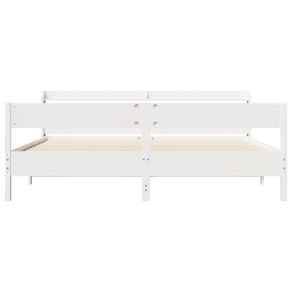 Cadre de lit sans matelas blanc 200x200 cm bois massif de pin - XIOS