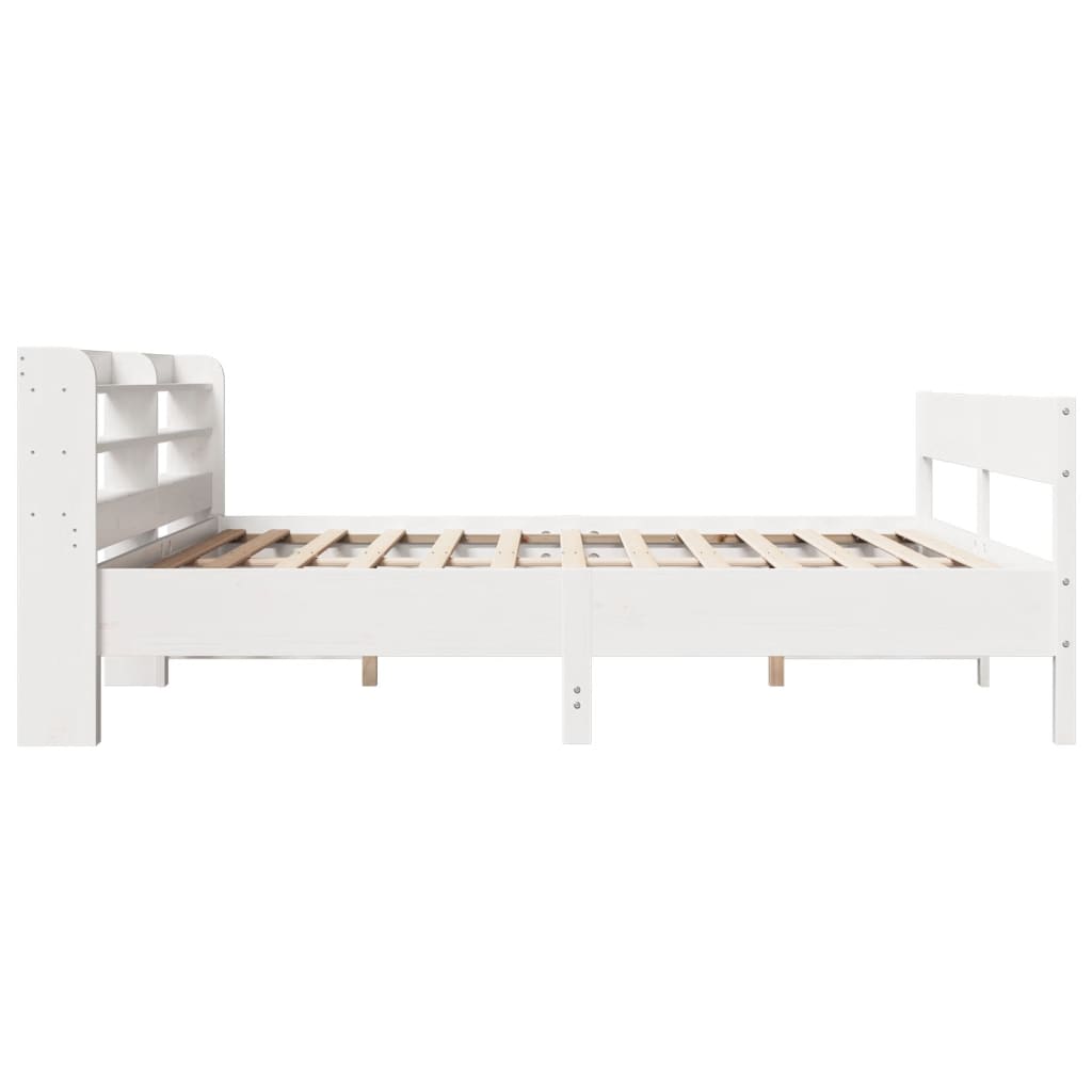 Cadre de lit sans matelas blanc 200x200 cm bois massif de pin - XIOS