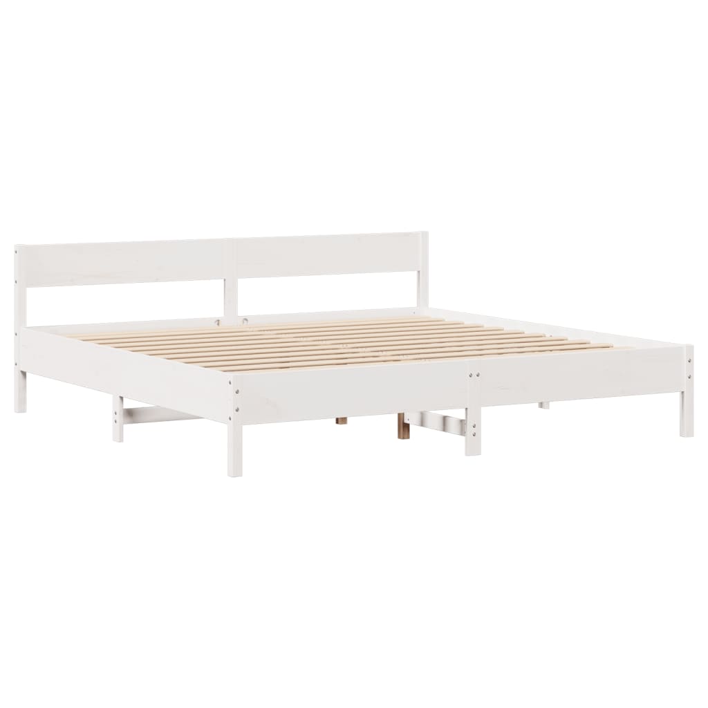 Cadre de lit sans matelas blanc 200x200 cm bois massif de pin - XIOS