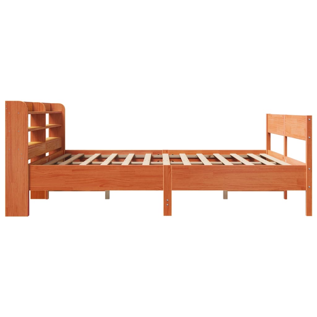 Cadre de lit sans matelas cire marron 200x200cm bois pin massif - XIOS