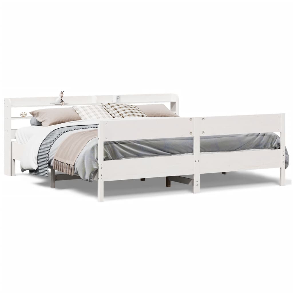 Cadre de lit sans matelas blanc 180x200 cm bois massif de pin - XIOS